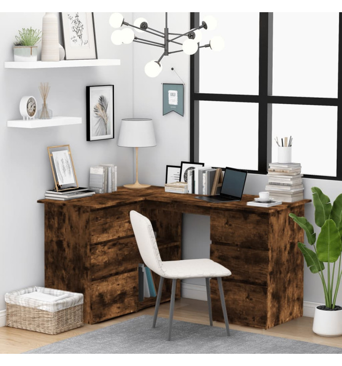 Bureau d'angle Chêne fumé 145x100x76 cm Bois d'ingénierie | Mobilier & Déco