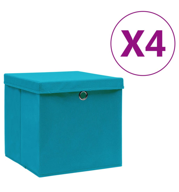 Boîtes de rangement avec couvercles 4 pcs 28x28x28cm Bleu azuré | Mobilier & Déco