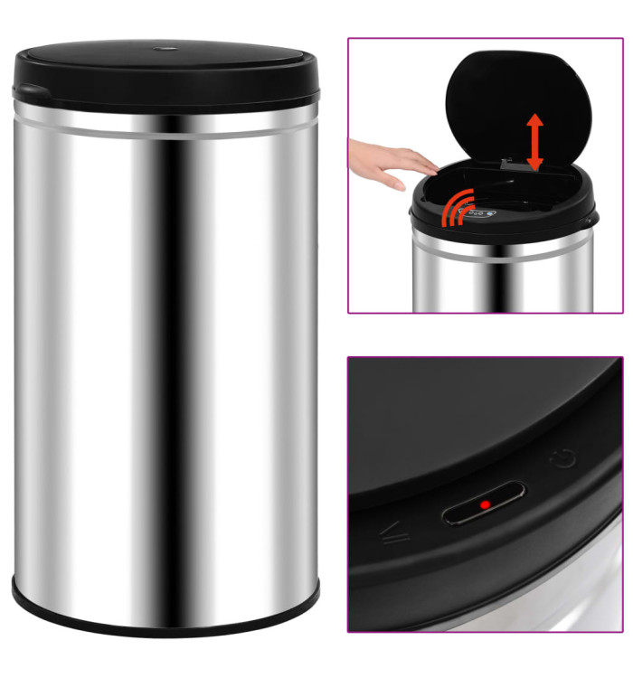 Poubelle à capteur automatique 60 L Acier inoxydable | Mobilier & Déco
