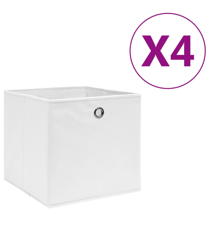 Boîtes de rangement 4 pcs Tissu intissé 28x28x28 cm Blanc | Mobilier & Déco