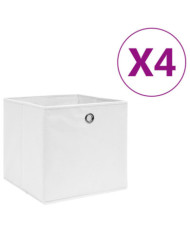 Boîtes de rangement 4 pcs Tissu intissé 28x28x28 cm Blanc | Mobilier & Déco