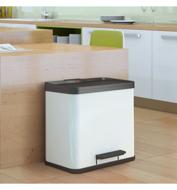 Hailo Poubelle à pédale Oko Duo Plus Taille L 17+9 L Blanc 0630-230 | Mobilier & Déco