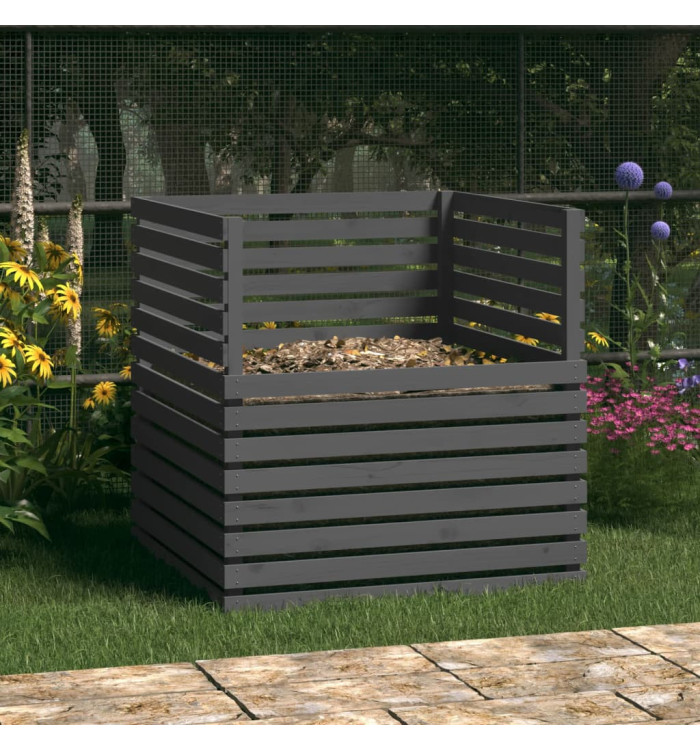 Composteur Gris 100x100x102 cm Bois massif de pin | Mobilier & Déco