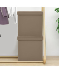 Tabourets de rangement pliables lot de 2 cappuccino PVC | Mobilier & Déco