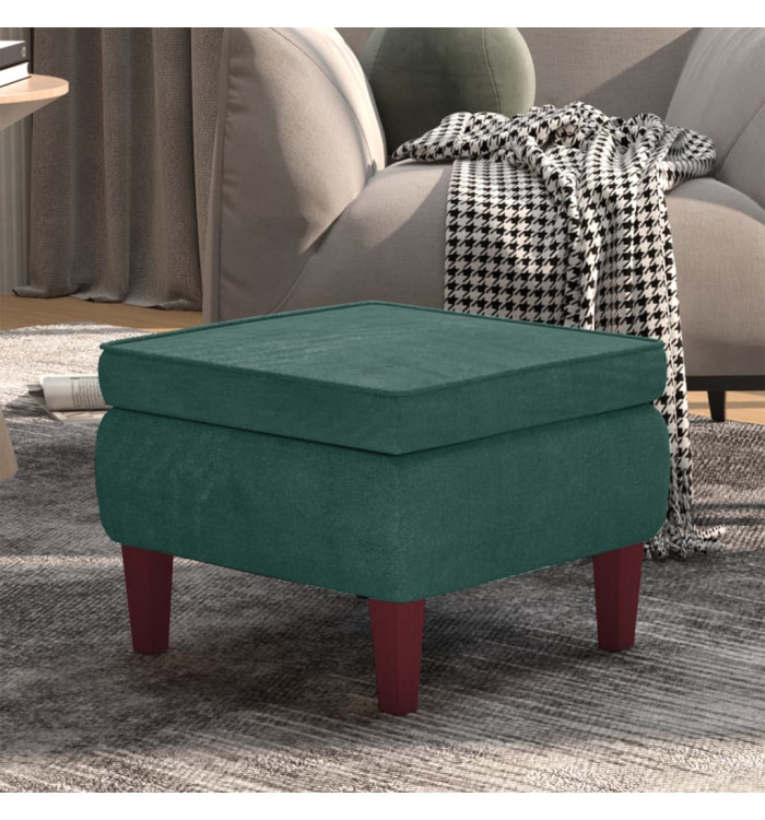 Tabouret avec pieds en bois Vert foncé Velours | Mobilier & Déco