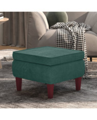 Tabouret avec pieds en bois Vert foncé Velours | Mobilier & Déco