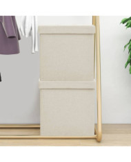 Tabourets de rangement pliables lot de 2 blanc crème Faux lin | Mobilier & Déco