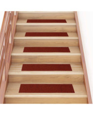 Tapis d'escalier autocollants Rectangulaire 15pcs 76x20cm Rouge | Mobilier & Déco