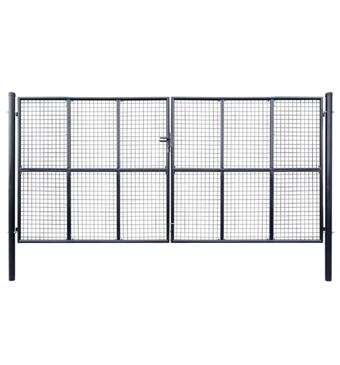 Portail en maille de jardin Acier galvanisé 400 x 200 cm Gris | Mobilier & Déco