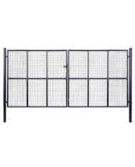 Portail en maille de jardin Acier galvanisé 400 x 200 cm Gris | Mobilier & Déco