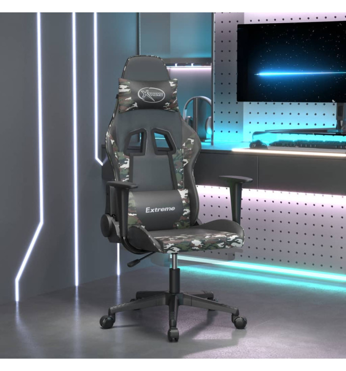 Chaise de jeu avec repose-pied Noir et camouflage Similicuir | Mobilier & Déco