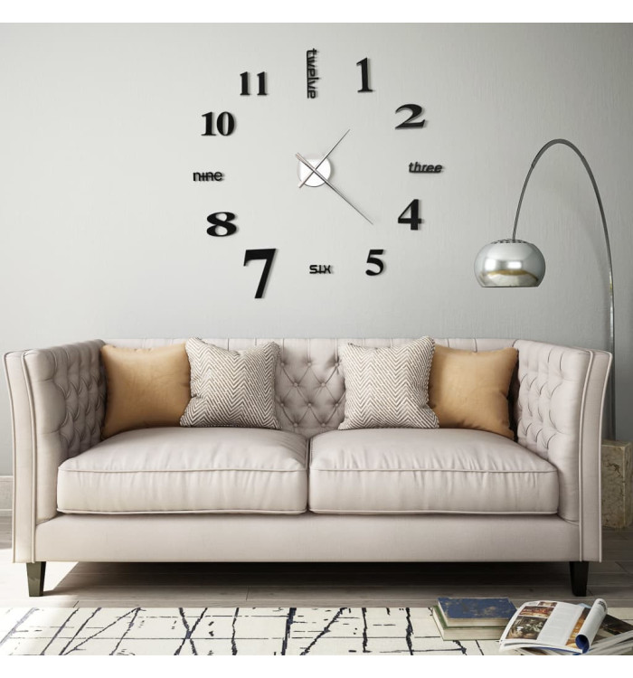 Horloge murale 3D Design moderne 100 cm XXL Noir | Mobilier & Déco