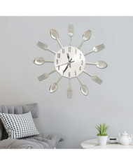 Horloge murale et cuillère et fourchette Argenté 31cm Aluminium | Mobilier & Déco