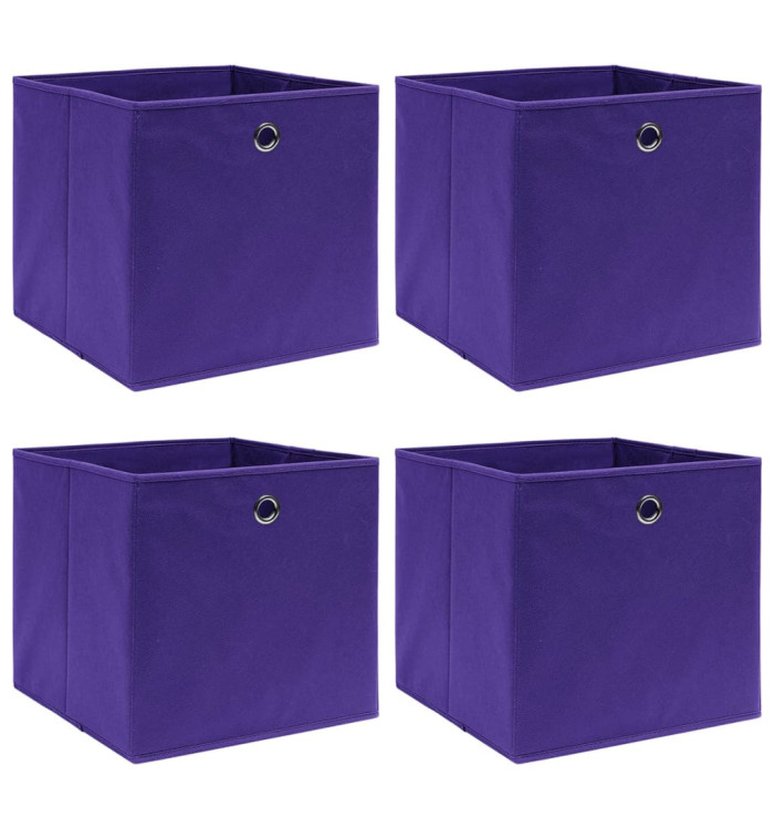 Boîtes de rangement 4 pcs Tissu intissé 28x28x28 cm Violet | Mobilier & Déco