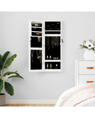 Armoire à bijoux avec miroir murale blanc 30x8,5x90 cm | Mobilier & Déco