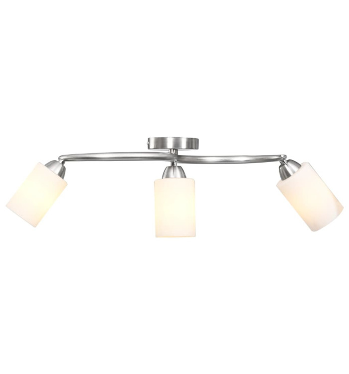 Plafonnier avec abat-jour en verre 3 ampoules E14 Blanc Cône | Mobilier & Déco