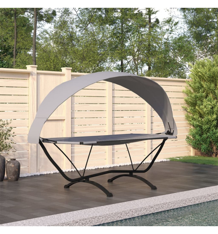 Lit de repos d'extérieur avec auvent Gris Acier et tissu Oxford | Mobilier & Déco