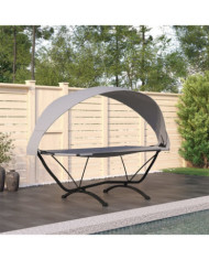 Lit de repos d'extérieur avec auvent Gris Acier et tissu Oxford | Mobilier & Déco