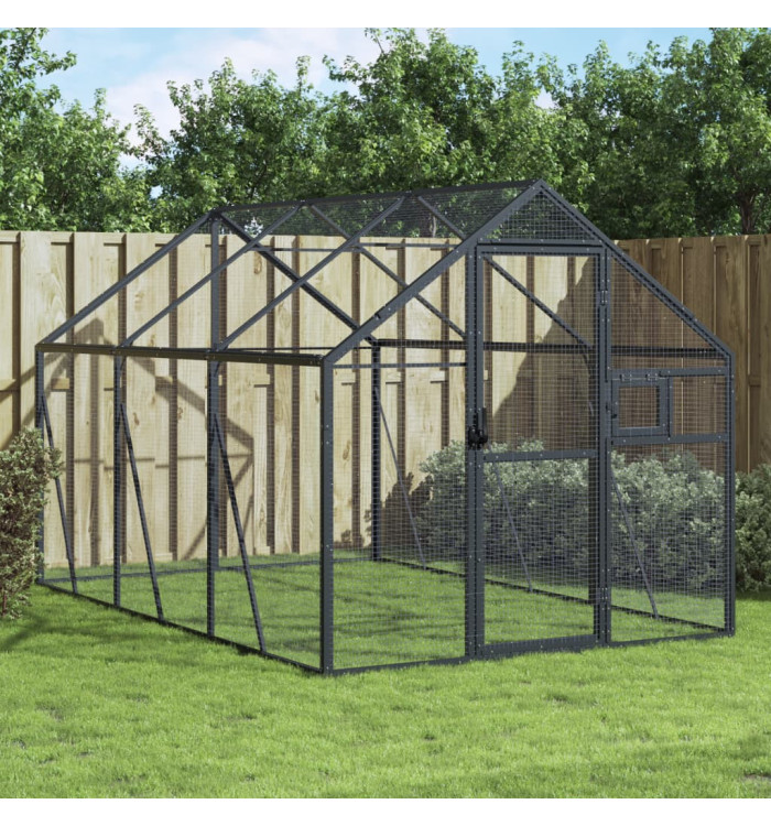 Volière anthracite 1,79x3x1,85 m aluminium | Mobilier & Déco
