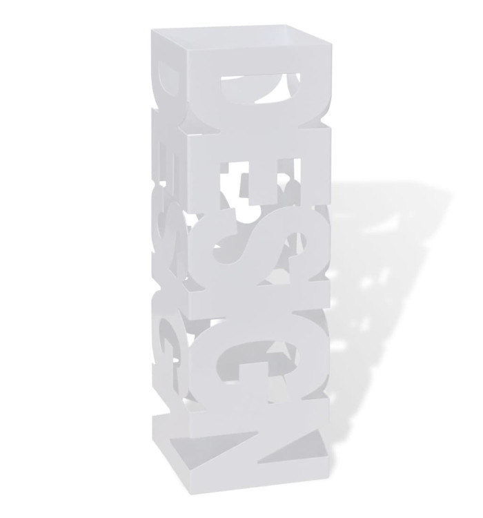 Porte-parapluie carré à rangement Blanc Acier 48,5 cm | Mobilier & Déco