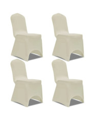 Housse de chaise extensible 4 pcs crème | Mobilier & Déco
