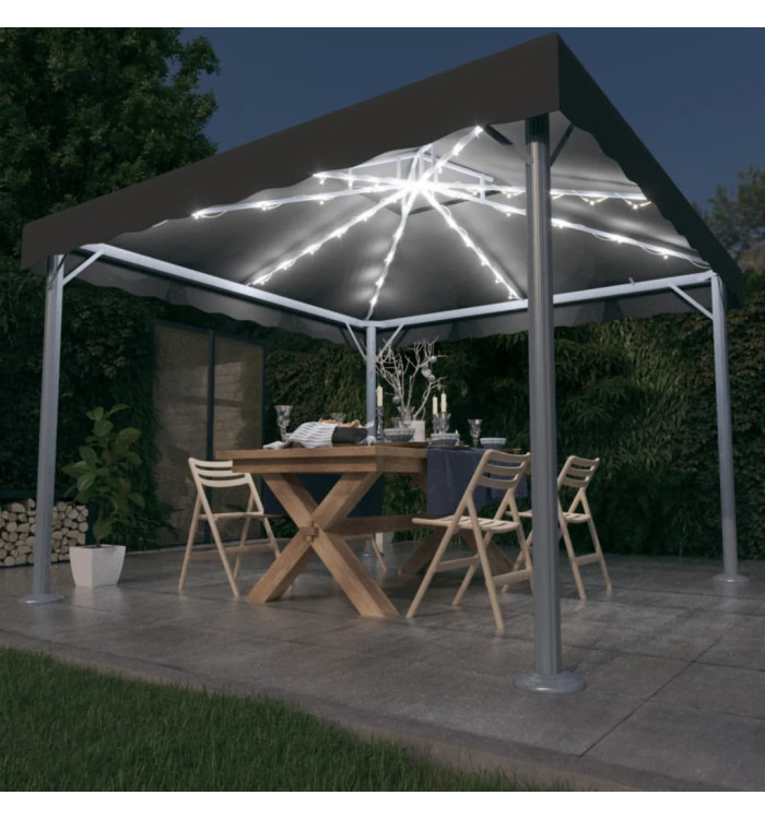 Tonnelle avec guirlande lumineuse LED 300x300 cm Anthracite | Mobilier & Déco
