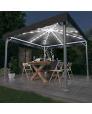 Tonnelle avec guirlande lumineuse LED 300x300 cm Anthracite | Mobilier & Déco