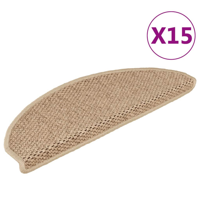 Tapis d'escalier autocollants 15 pcs 65x21x4 cm Sable | Mobilier & Déco