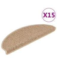 Tapis d'escalier autocollants 15 pcs 65x21x4 cm Sable | Mobilier & Déco