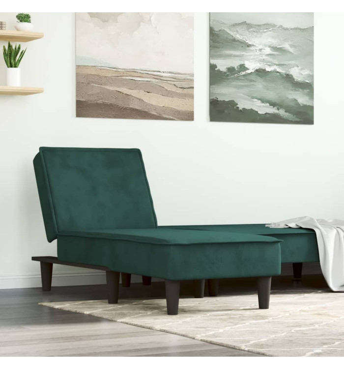 Chaise longue vert foncé velours | Mobilier & Déco