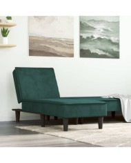 Chaise longue vert foncé velours | Mobilier & Déco