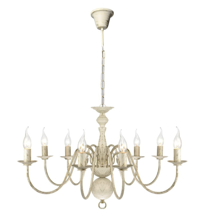 Lustre en métal blanc antique 8 x E14 ampoules | Mobilier & Déco