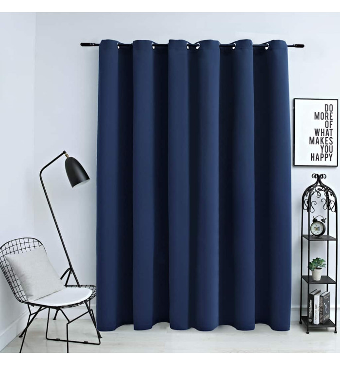 Rideau occultant avec anneaux en métal Bleu 290x245 cm | Mobilier & Déco