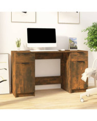 Bureau avec armoire latérale Chêne fumé Bois d'ingénierie | Mobilier & Déco