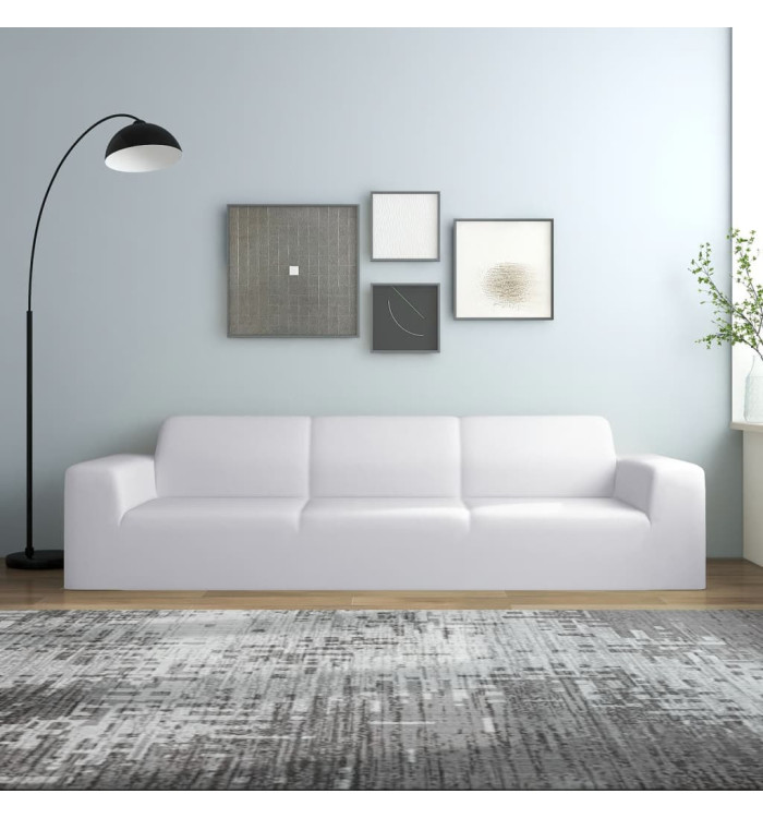 Housse extensible de canapé 4 places Blanc Jersey de polyester | Mobilier & Déco