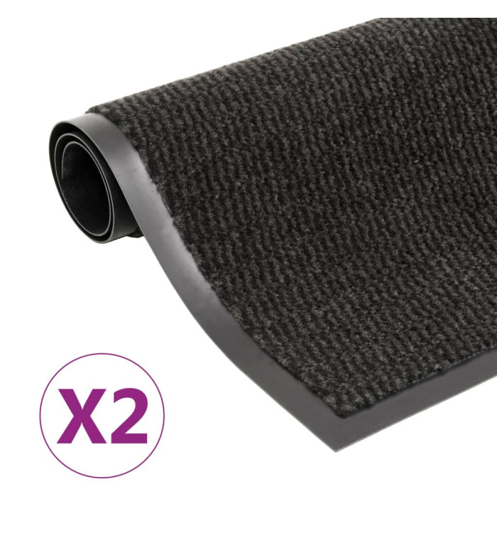 Paillassons rectangulaires 2 pcs 40 x 60 cm Noir | Mobilier & Déco