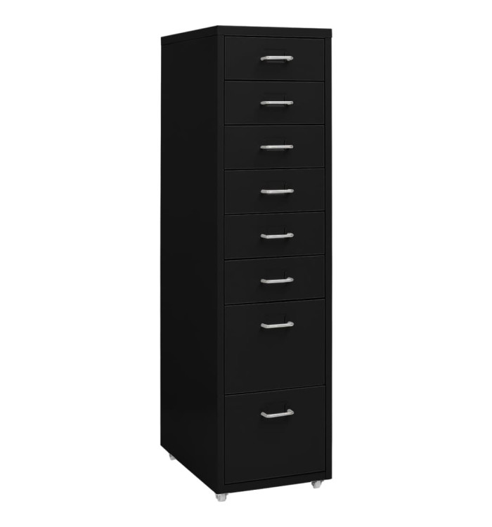 Classeur mobile Noir 28x41x109 cm Métal | Mobilier & Déco