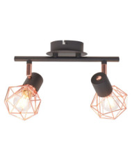 Plafonnier avec 2 projecteurs E14 Noir et cuivre | Mobilier & Déco