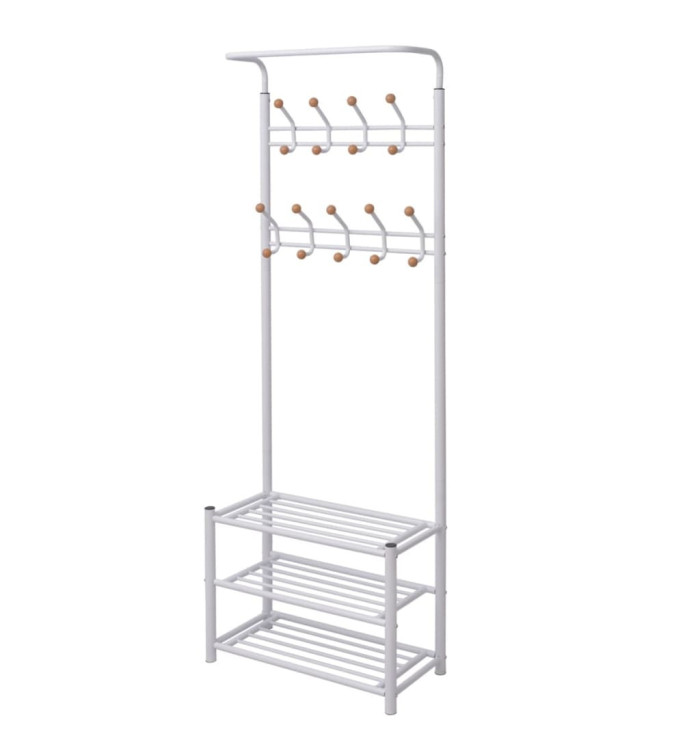 Porte-manteau avec rangement de chaussures 68x32x182,5cm Blanc | Mobilier & Déco