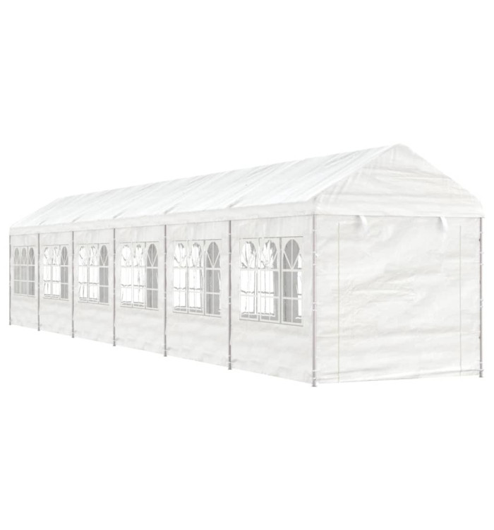 Belvédère avec toit blanc 13,38x2,28x2,69 m polyéthylène | Mobilier & Déco