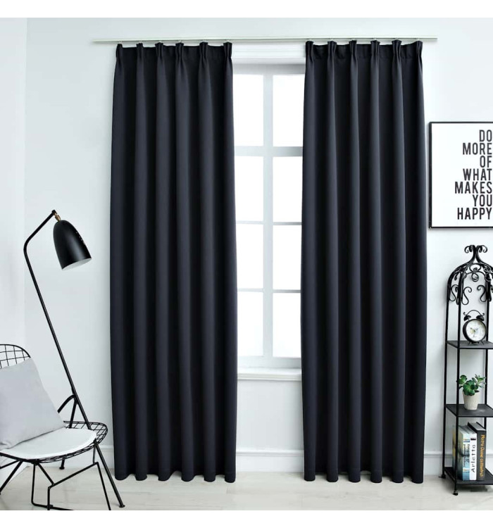 Rideaux occultants avec crochets 2 pcs Anthracite 140x245 cm | Mobilier & Déco