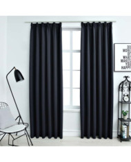 Rideaux occultants avec crochets 2 pcs Anthracite 140x245 cm | Mobilier & Déco