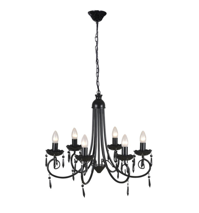 Lustre suspendu Noir 6 douilles d'ampoule | Mobilier & Déco