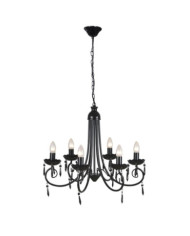 Lustre suspendu Noir 6 douilles d'ampoule | Mobilier & Déco