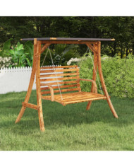 Cadre de balançoire toit anthracite Bois courbé à finition teck | Mobilier & Déco