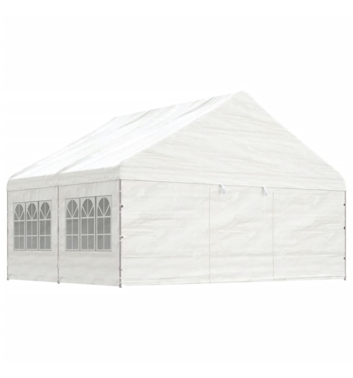 Belvédère avec toit blanc 4,46x5,88x3,75 m polyéthylène | Mobilier & Déco