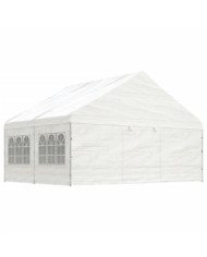 Belvédère avec toit blanc 4,46x5,88x3,75 m polyéthylène | Mobilier & Déco