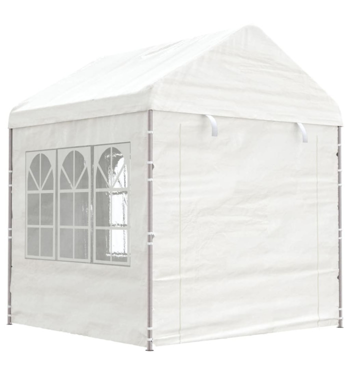 Belvédère avec toit blanc 2,28x2,23x2,69 m polyéthylène | Mobilier & Déco