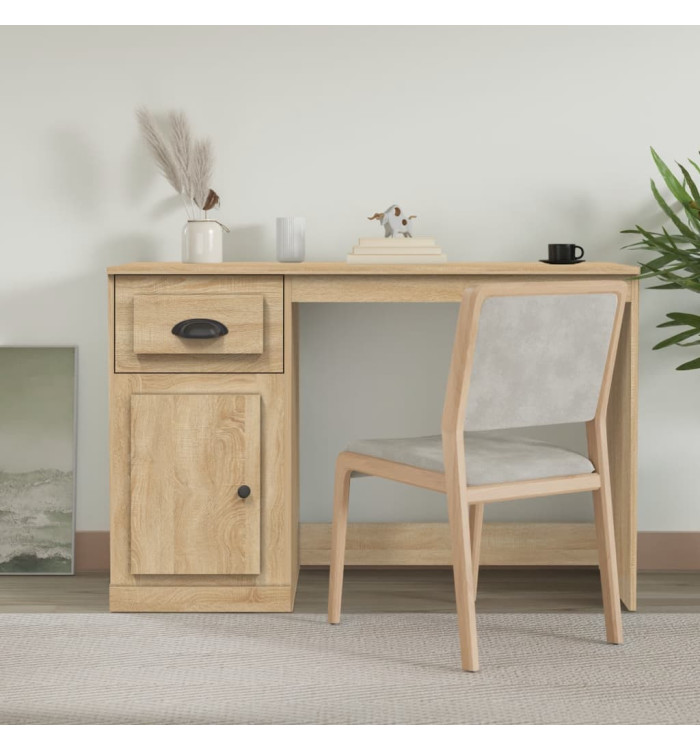 Bureau avec tiroir chêne sonoma 115x50x75 cm bois d'ingénierie | Mobilier & Déco