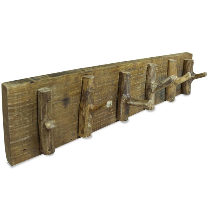 Porte-manteau bois de récupération mélangé 60x15 cm | Mobilier & Déco